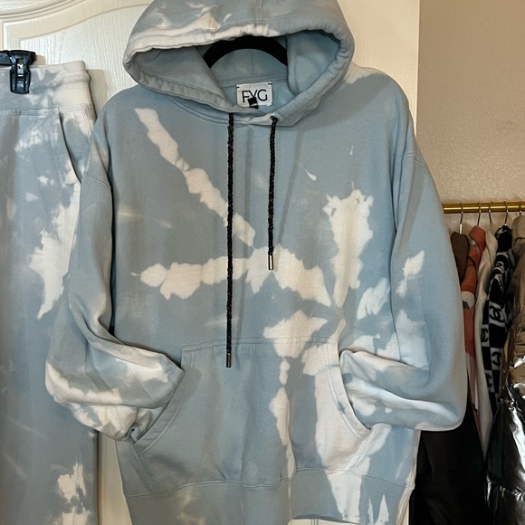 Kids Tie-Dye Hoodie and Joggers Set - Blue and White - Picture 2 of 6